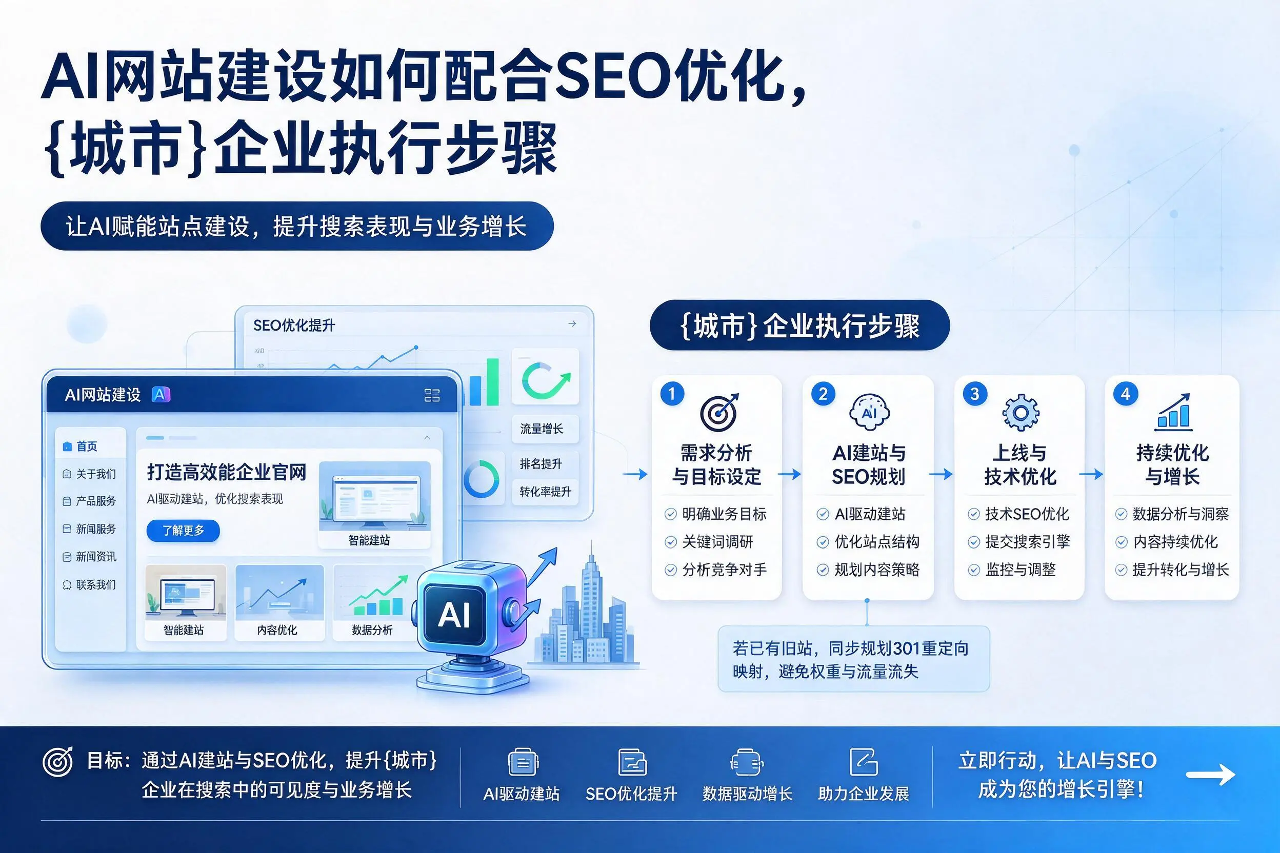 AI网站建设如何配合SEO优化，南充企业执行步骤