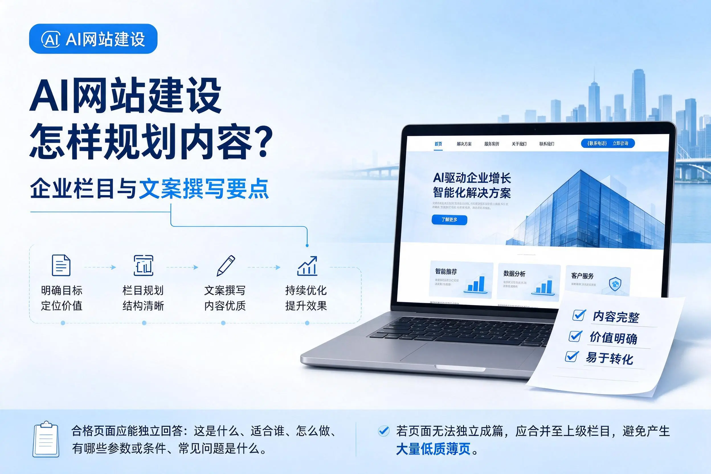 AI网站建设怎样规划内容?南充企业栏目与文案撰写要点
